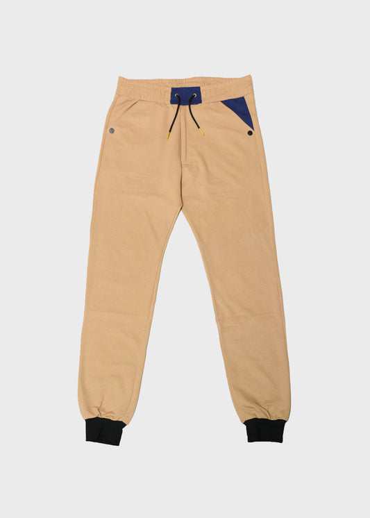 French Terry Joggers - Camel/Navy Blue